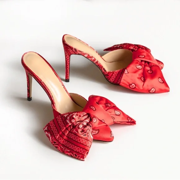 Shoes New Red Bandanna Bow Heels Pumps Poshmark - Main Image